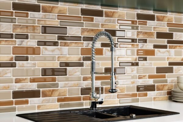 Brown Peel and Stick Tile Backsplash