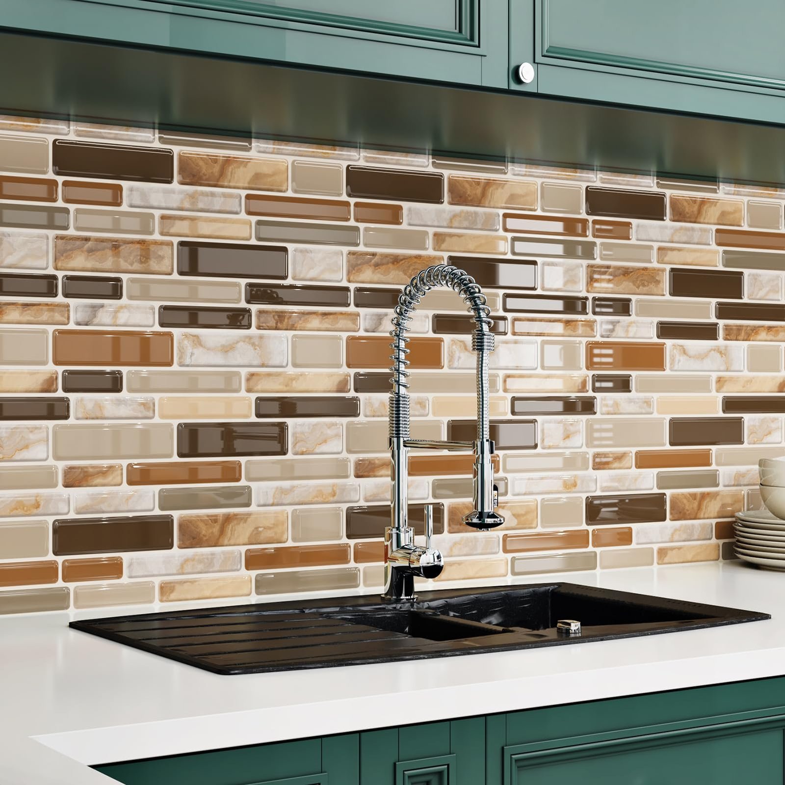 Brown Peel and Stick Tile Backsplash